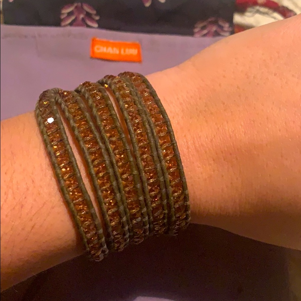 Chan Luu 5 Wrap Precious Stone Leather Bracelet